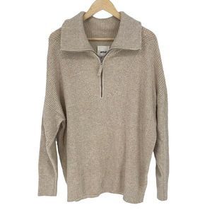 Aerie Beige Half-Zip Sweater